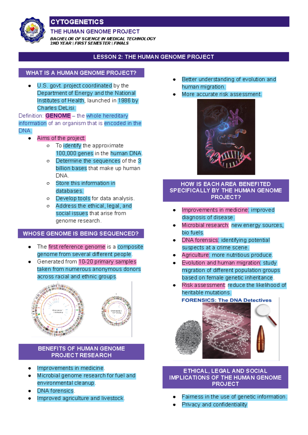 Lesson 2 THE Human Genome Project - THE HUMAN GENOME PROJECT BACHELOR ...