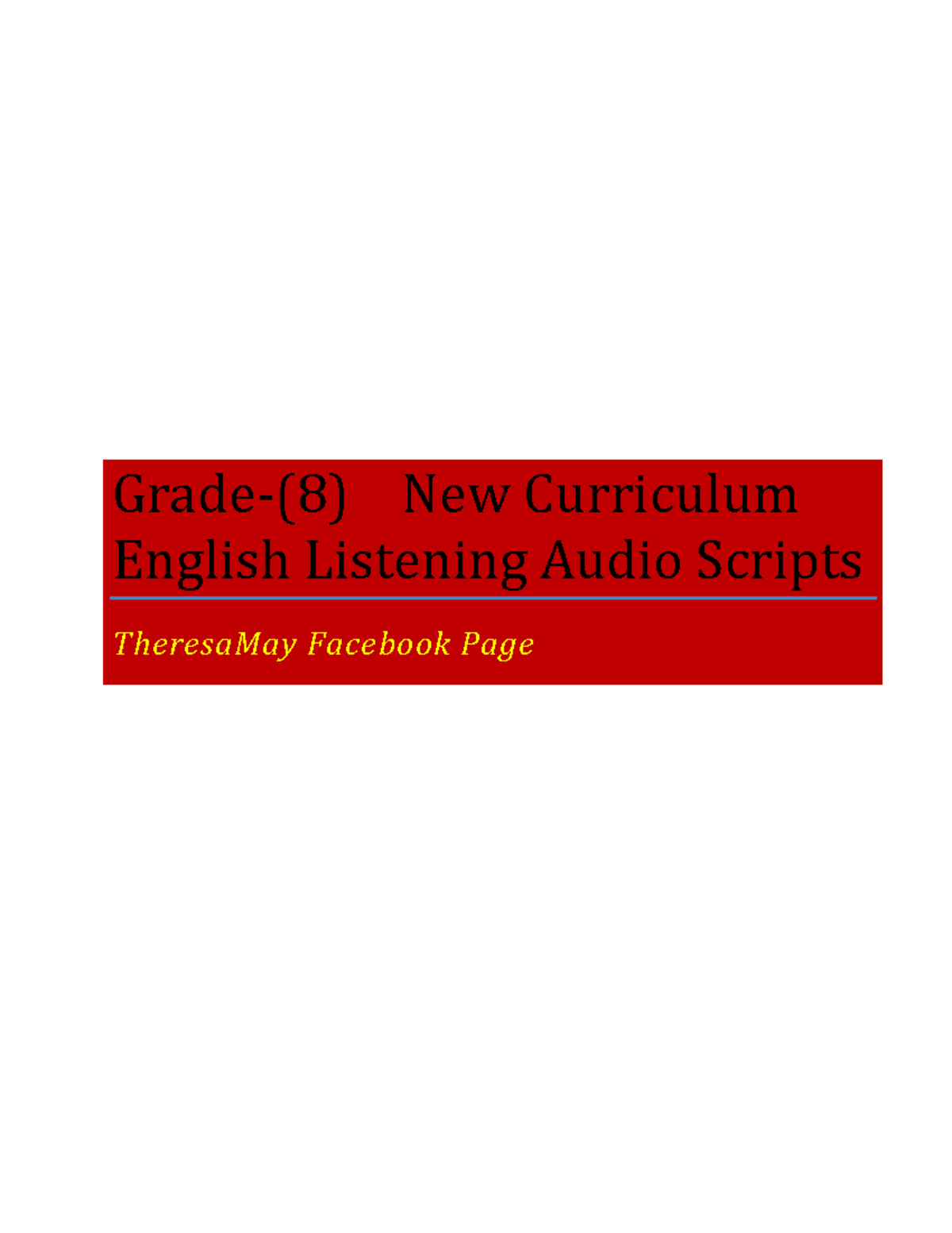 Grade 8 Listening Audio Scripts: English Curriculum Exercises - Studocu