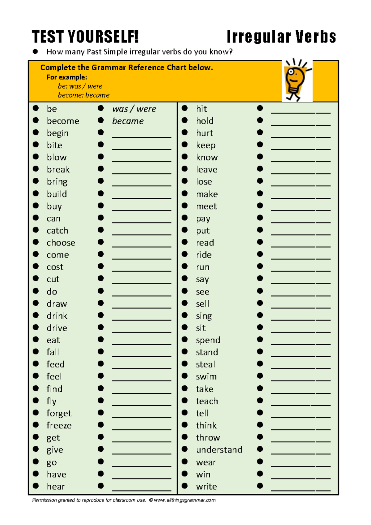 ATG Quiz: Mastering Past Simple Irregular Verbs - Studocu
