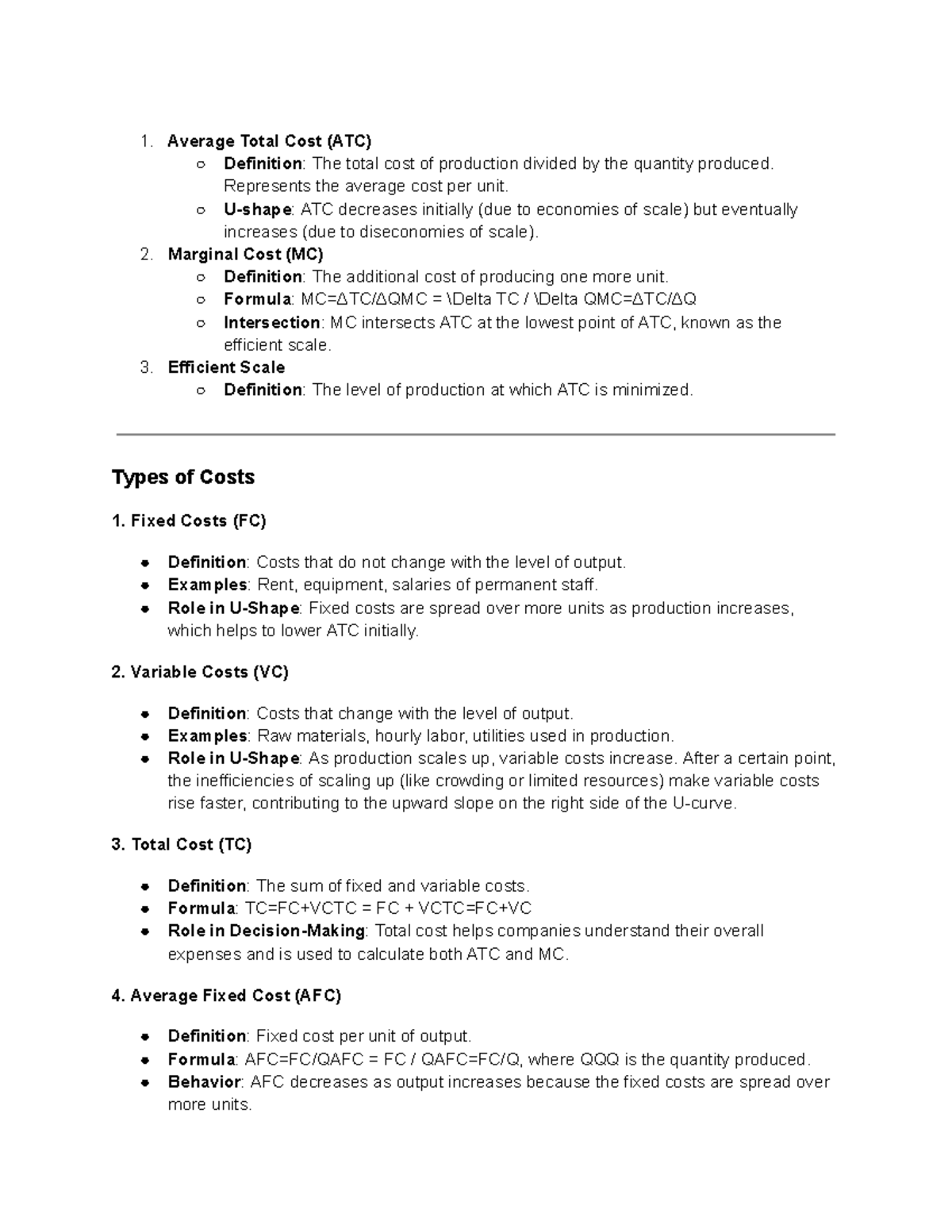 Untitled document - notes - Average Total Cost (ATC) Definition: The ...