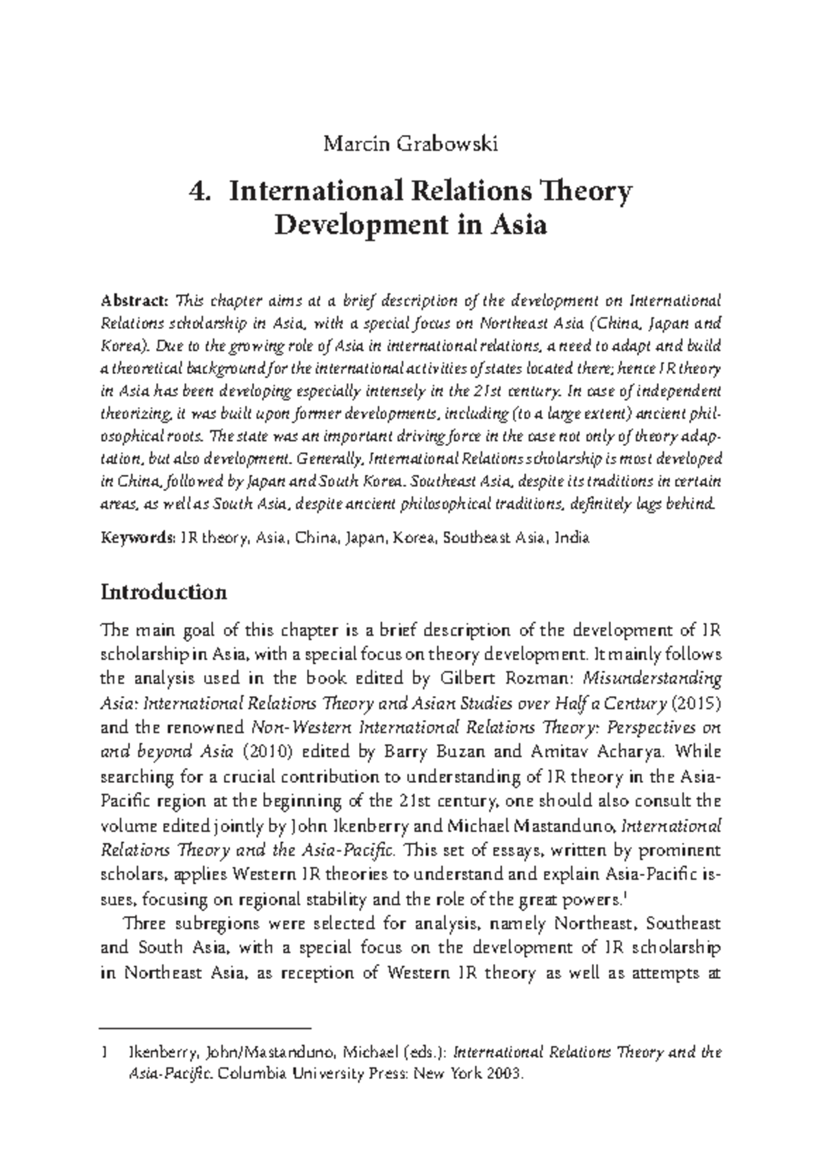 International Relations Theory Development in Asia: A Comprehensive ...