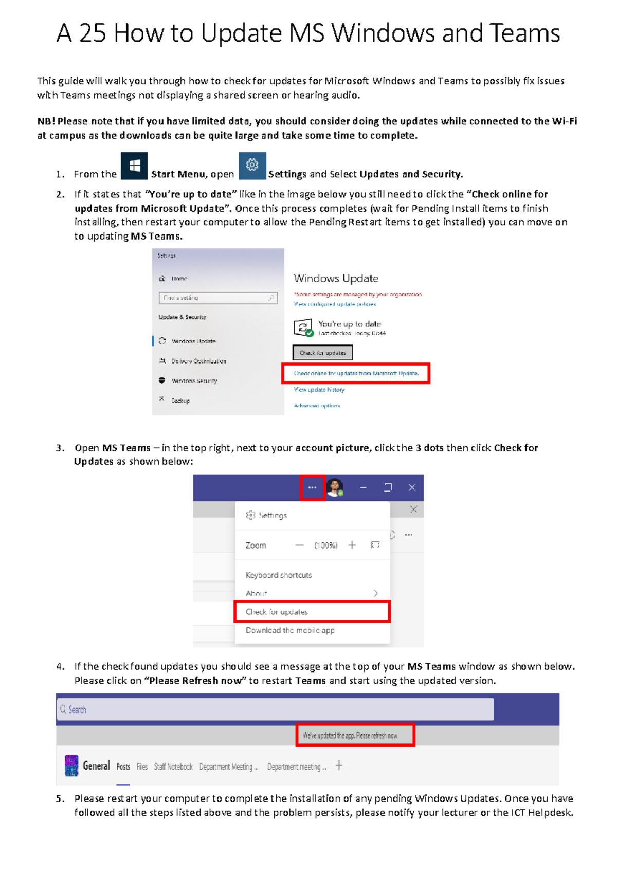 A25 Guide to Updating MS Windows and Teams for Optimal Performance ...