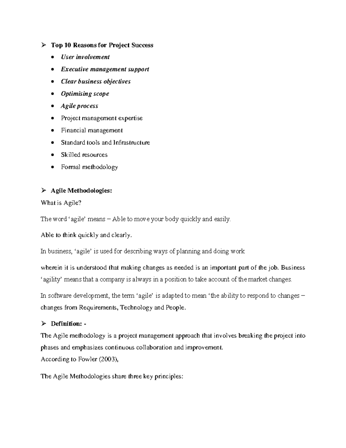 Software Development Methodologies - Top 10 Reasons for Project Success ...