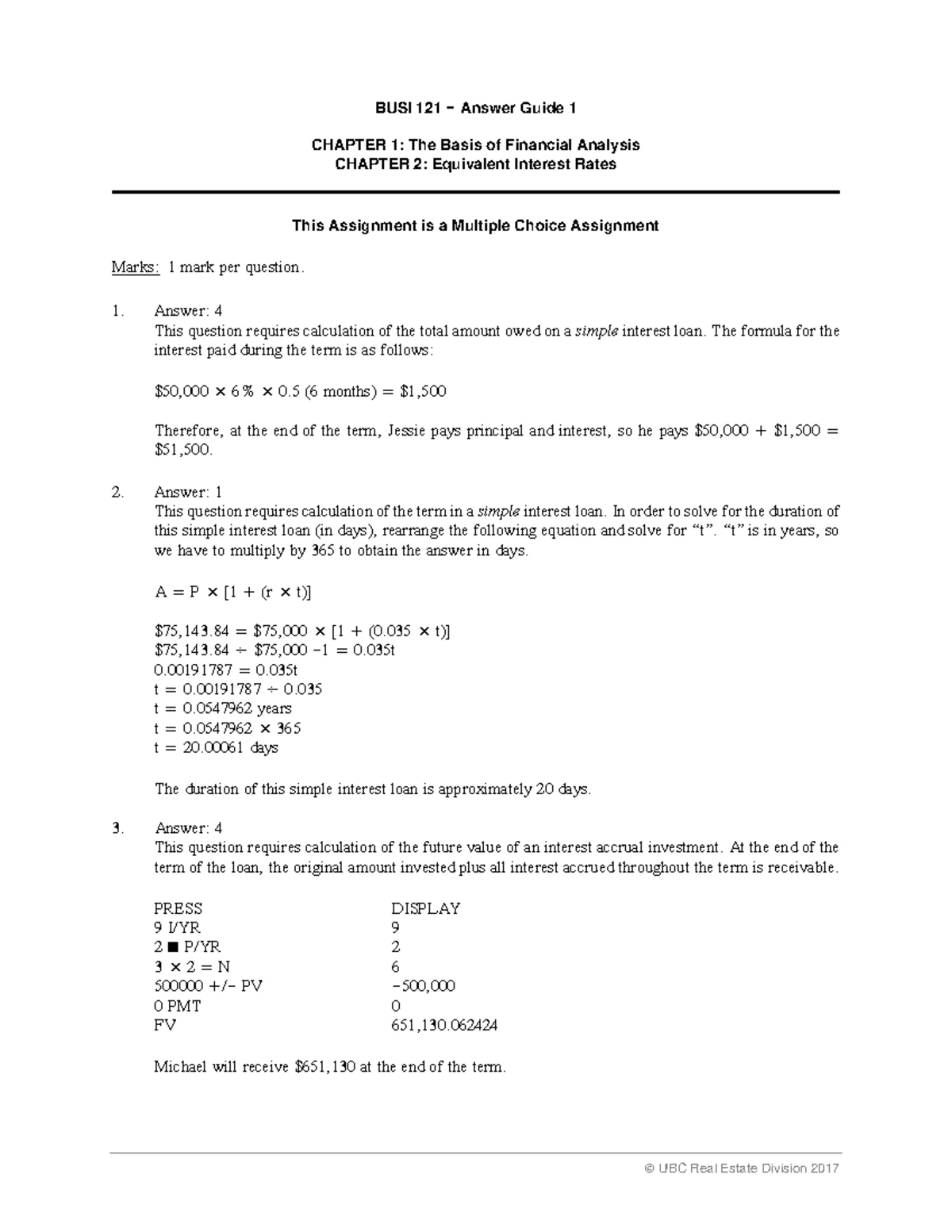 BUSI 121 – Answer Guide 8: Math of Graphing & Surveying Assignment ...