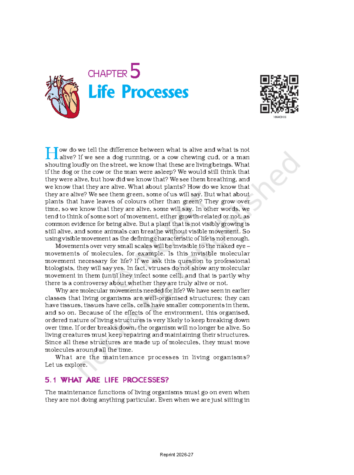 Jesc105 - Chapter 5: Life Processes and Their Importance - Studocu