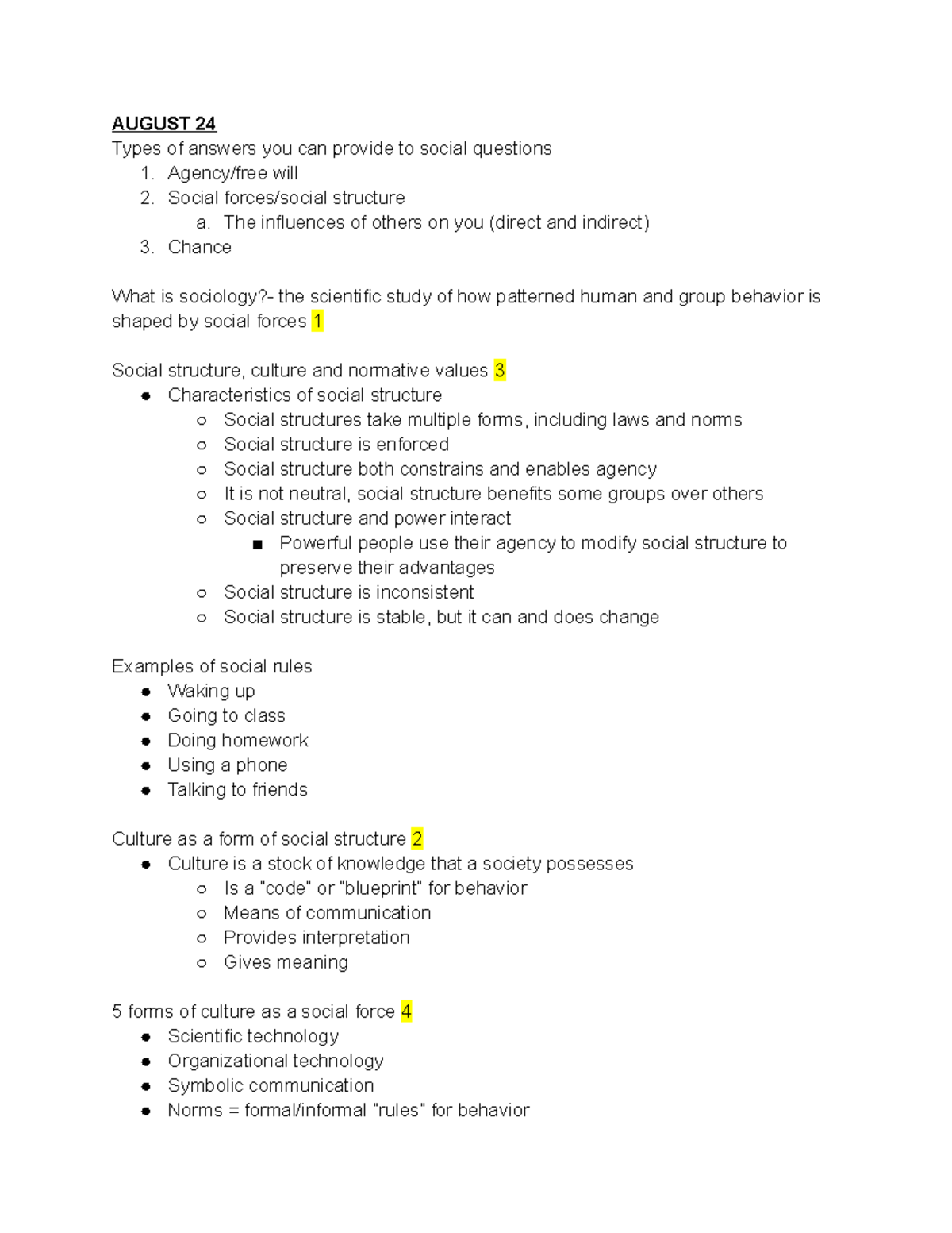 SOC106 Exam 1 Study Notes: Key Concepts in Sociology - Studocu