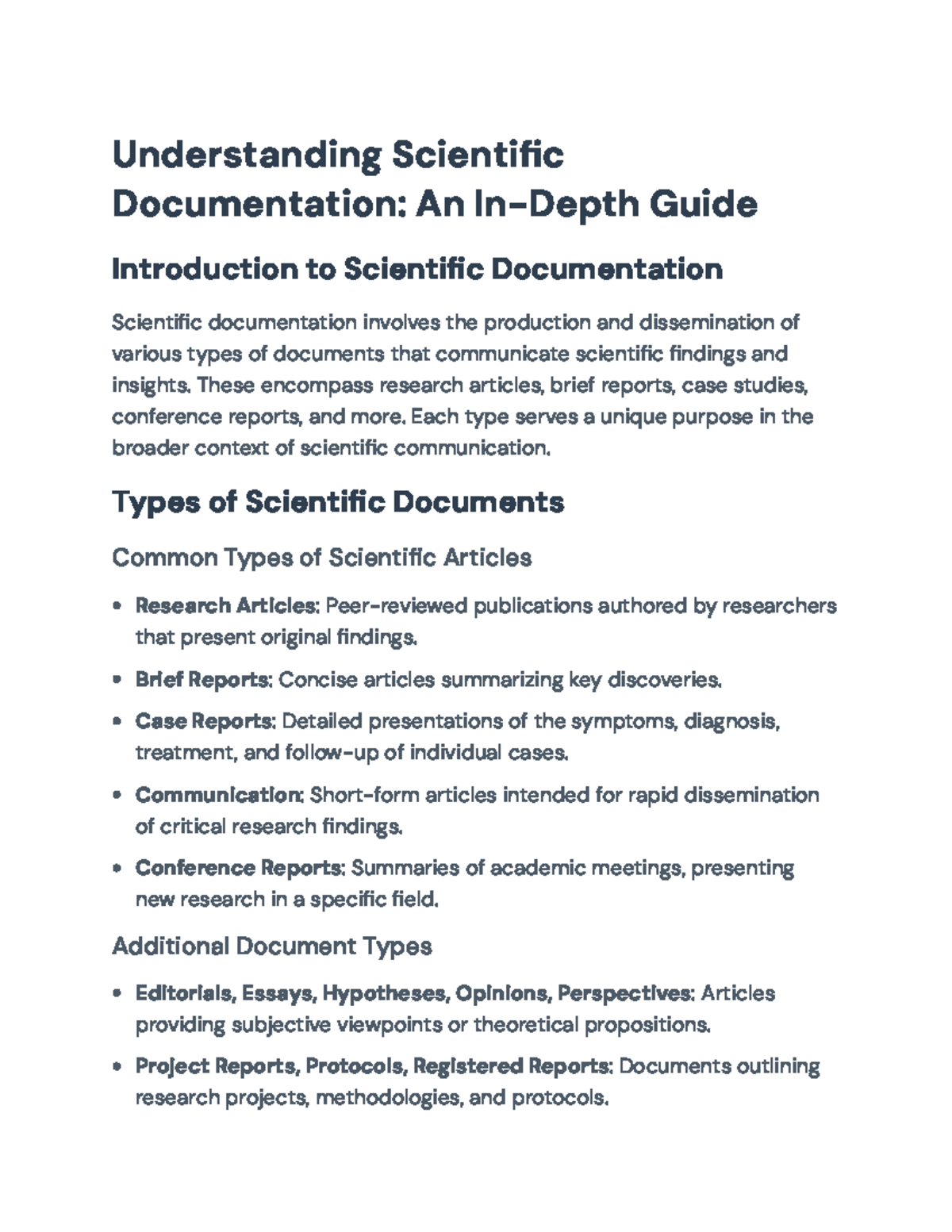 Understanding Scientific Documentation: Types, Structure, and ...