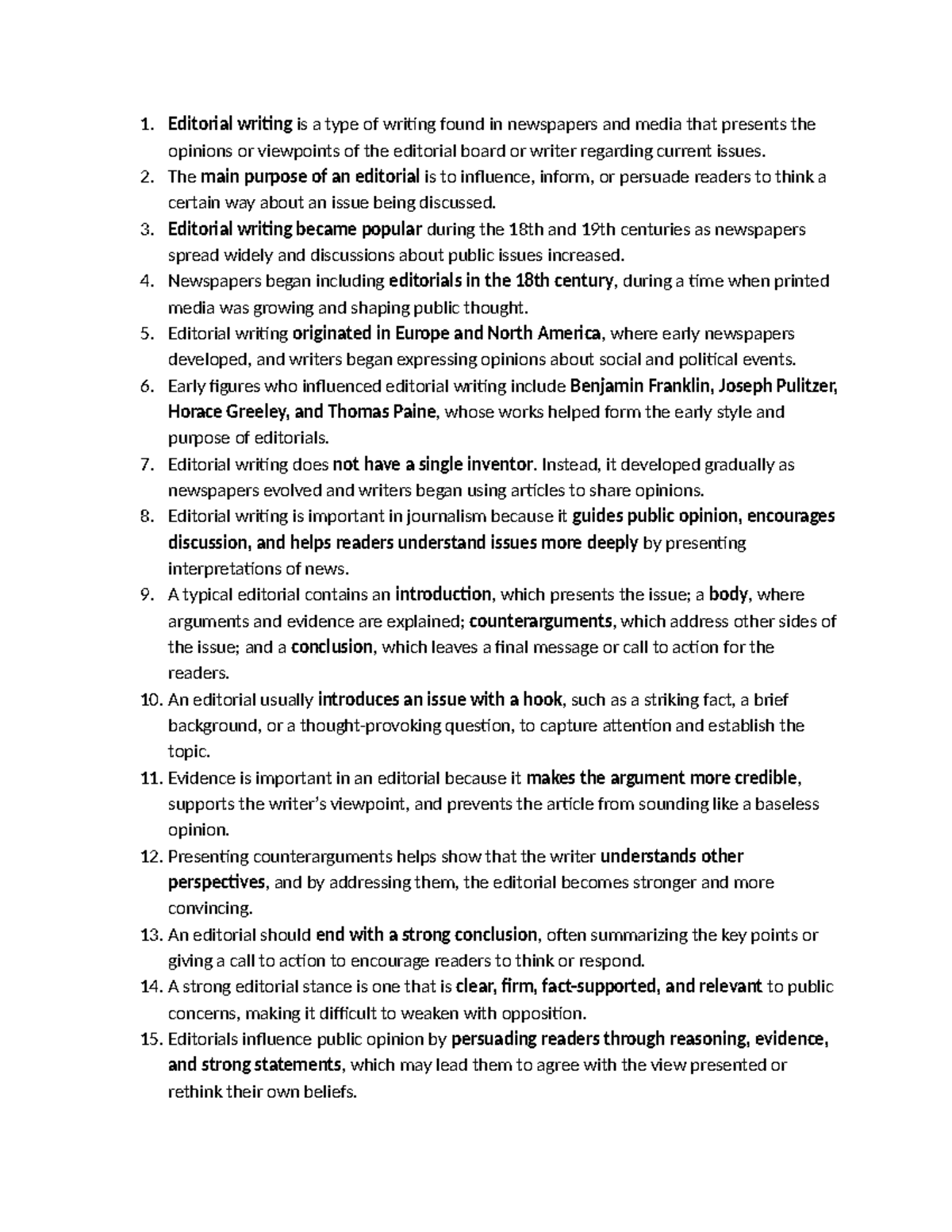 ENG 101: Understanding Editorial Writing and Its Impact - Studocu
