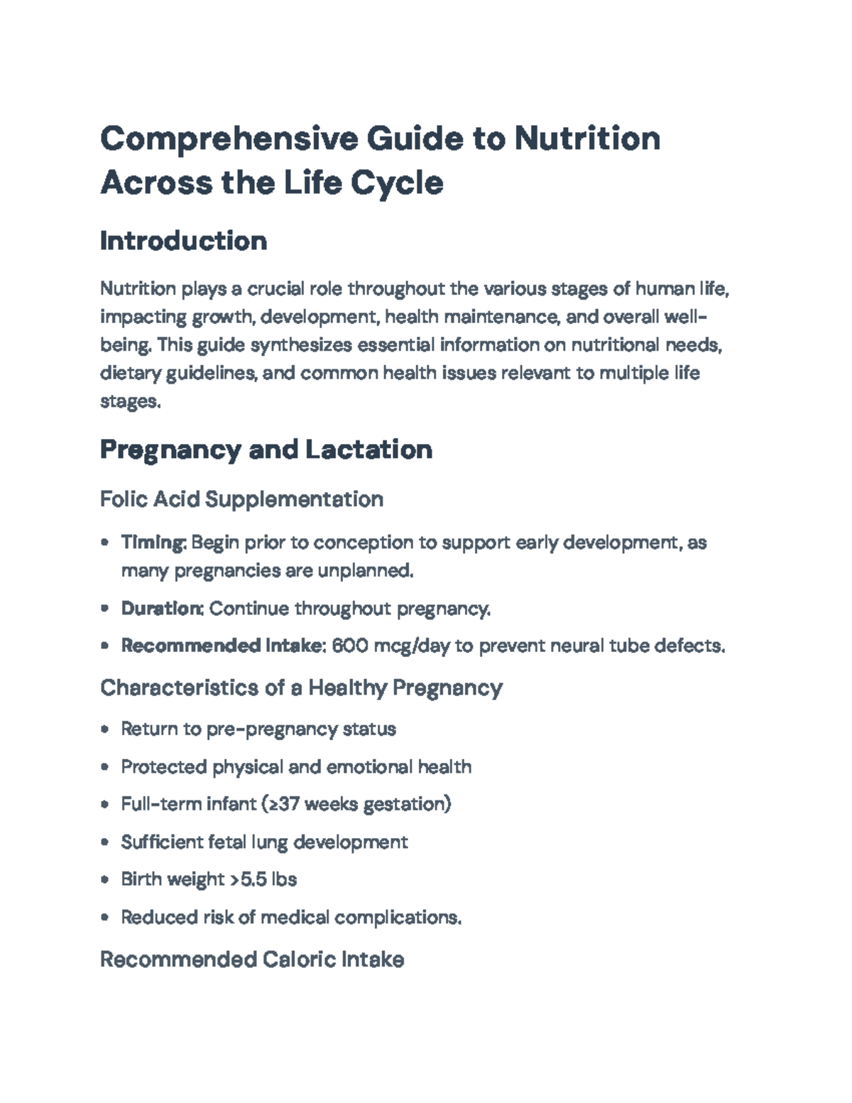 Comprehensive Guide to Nutrition Across the Life Cycle - Comprehensive ...
