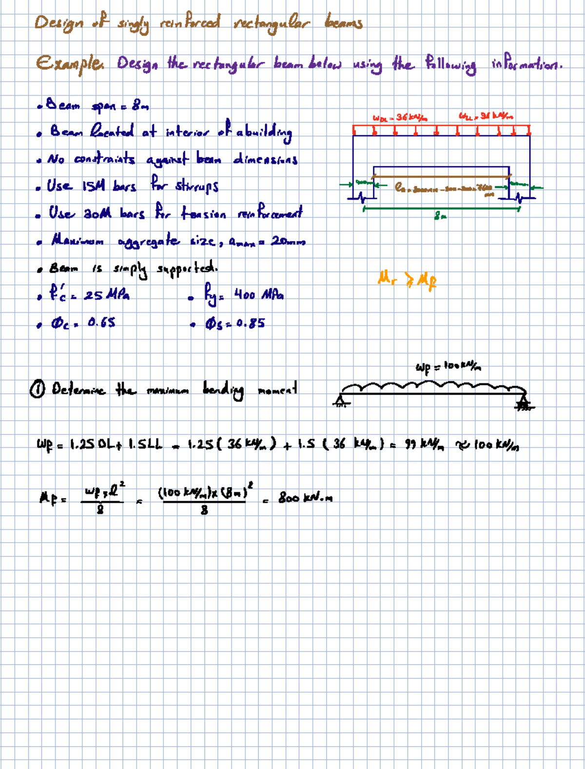 Design of Rectangular Beam Example (Course Code: 4.1) - Studocu