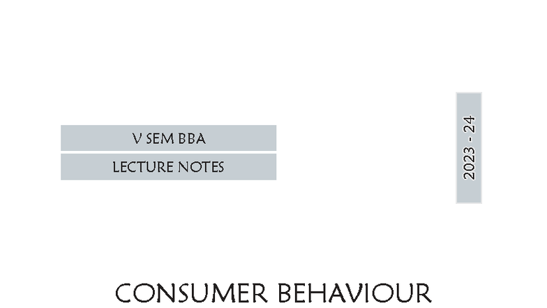 V SEM BBA Consumer Behaviour Lecture Notes: Unit 2 - Individual ...