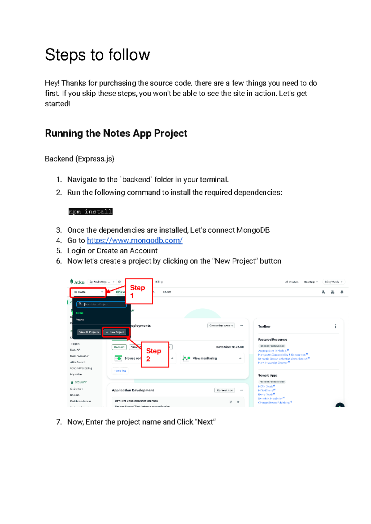 Steps to Follow for Setting Up the Notes App Project - Studocu