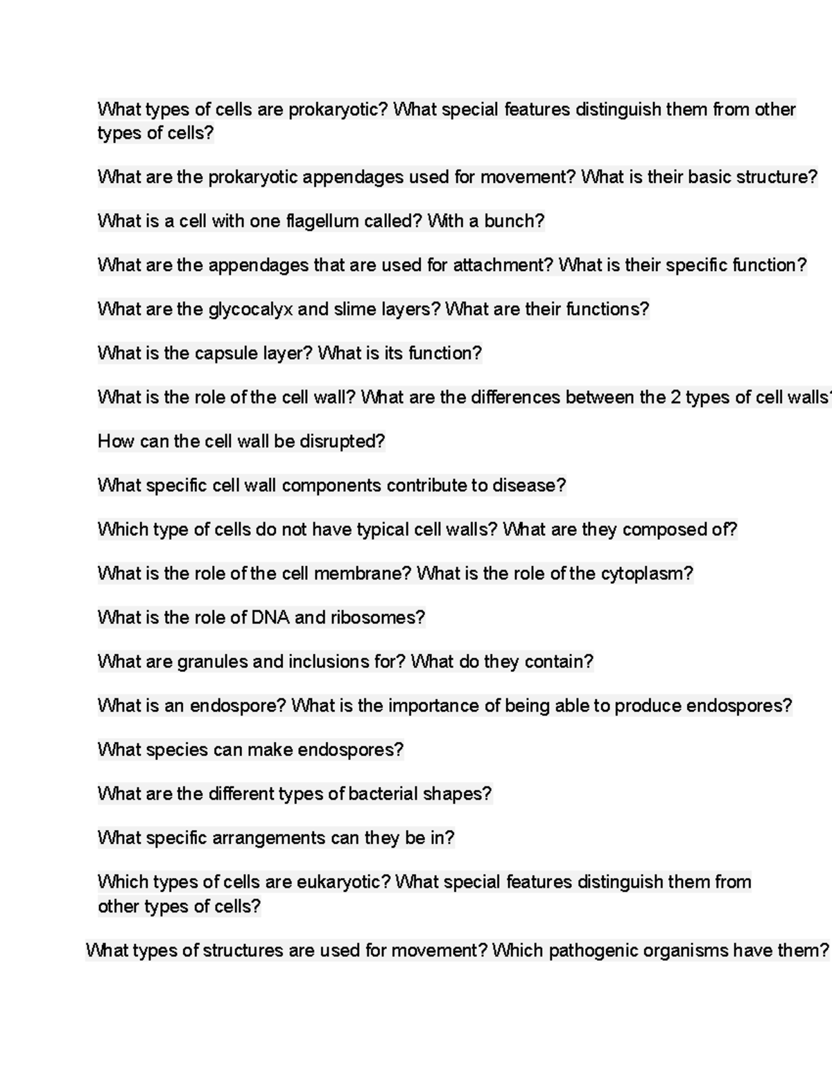 Chapter 3 Study Guide: Prokaryotic & Eukaryotic Cells Overview - Studocu