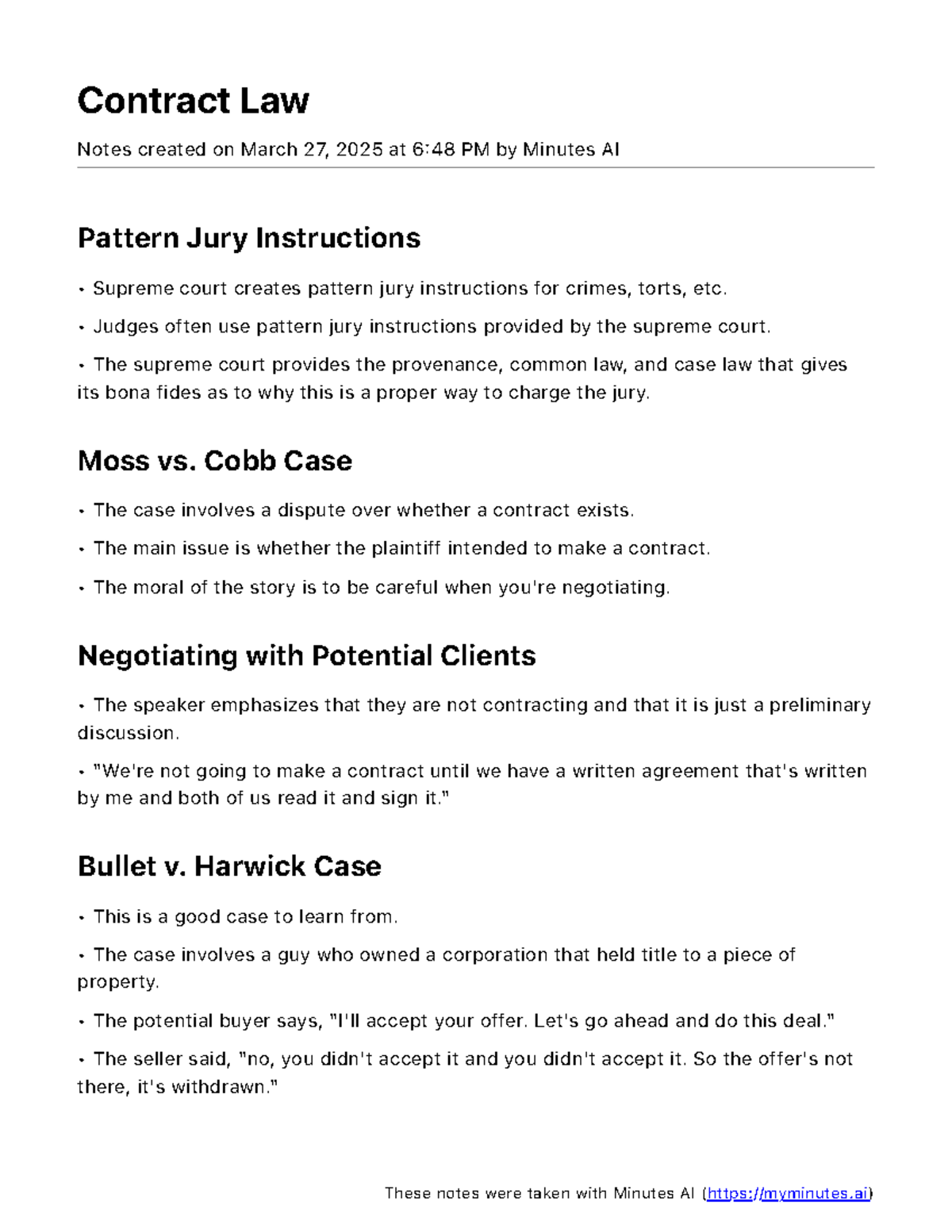 Contract Law Notes: Key Cases and Principles for Exam Preparation - Studocu
