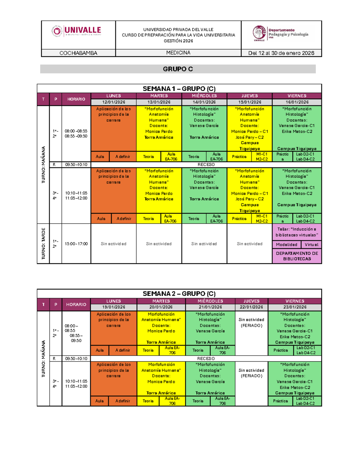 Plan de Estudios Medicina C - Preparación para la Vida Universitaria ...