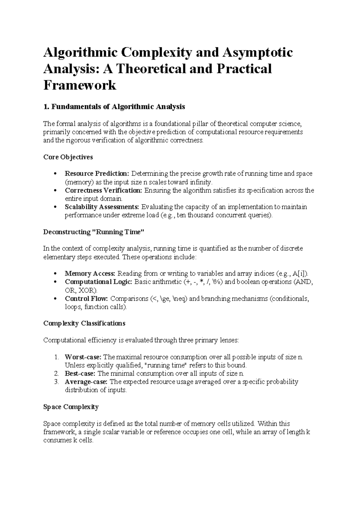 Algorithmic Complexity and Asymptotic Analysis: Fundamentals and ...