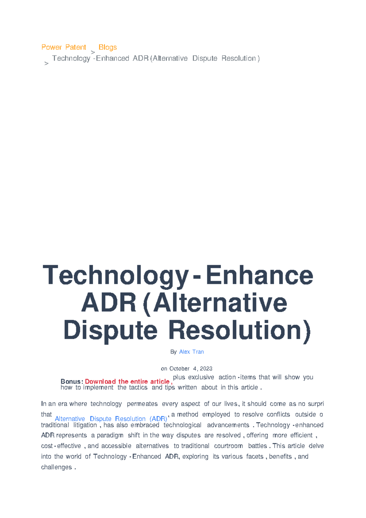 Technology Enhanced ADR: Revolutionizing Alternative Dispute Resolution ...