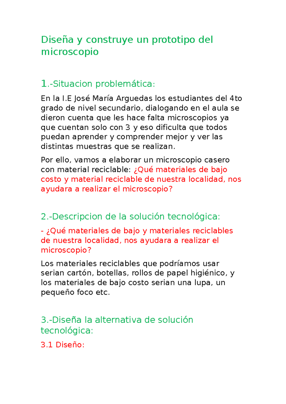 Diseño y Construcción de un Prototipo de Microscopio Casero - Studocu