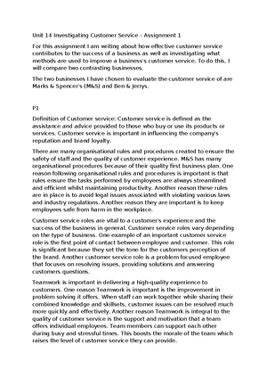 Unit 14 Assignment 2: Customer Service Skills Review and Improvement ...