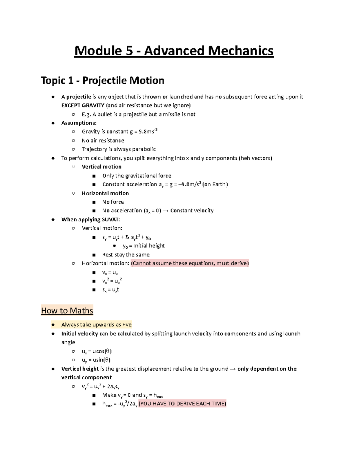 Physics 101: Module 5 Advanced Mechanics - Projectile & Circular Motion ...