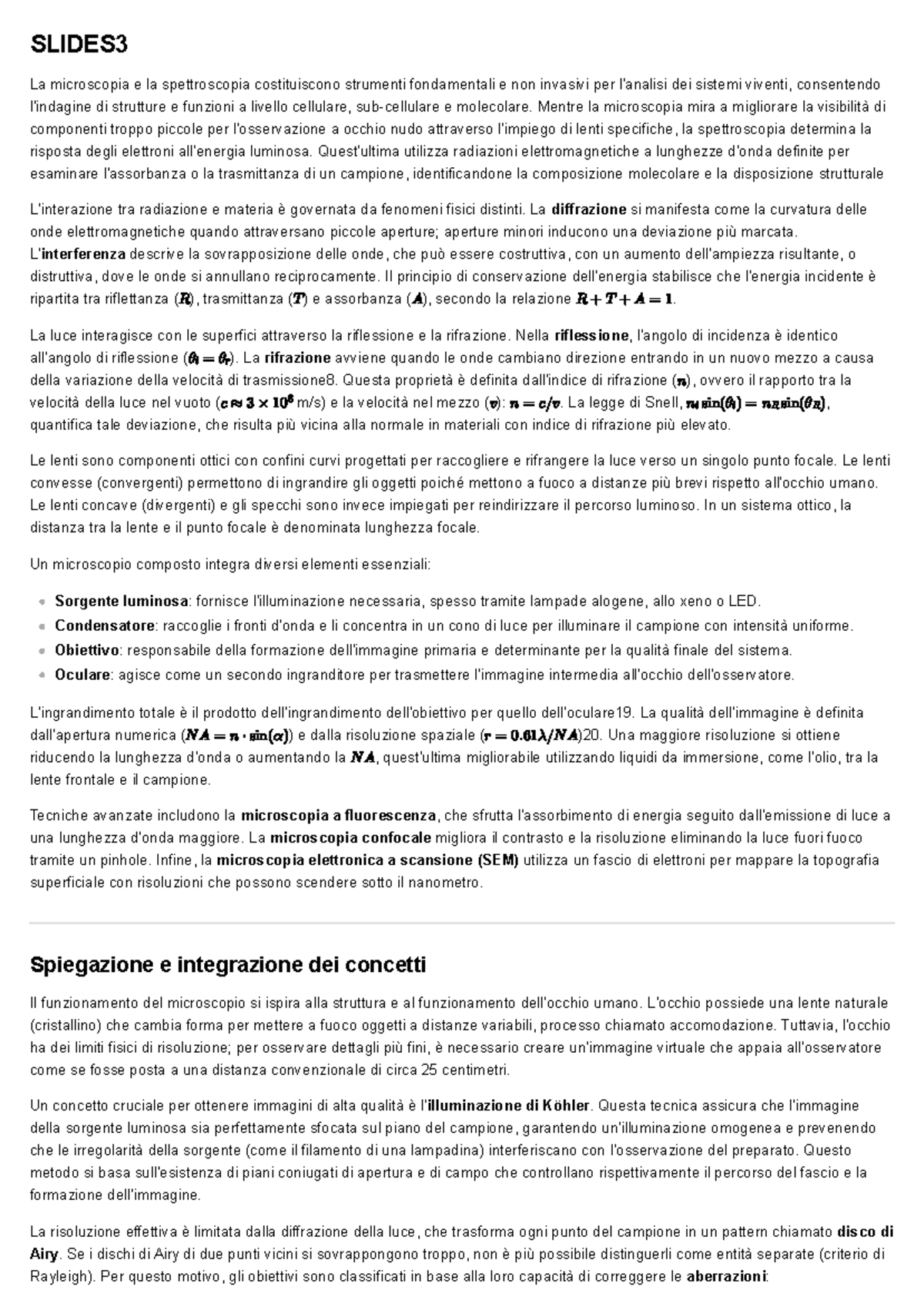 SLIDES3: Fondamenti di Microscopia e Spettroscopia - Studocu