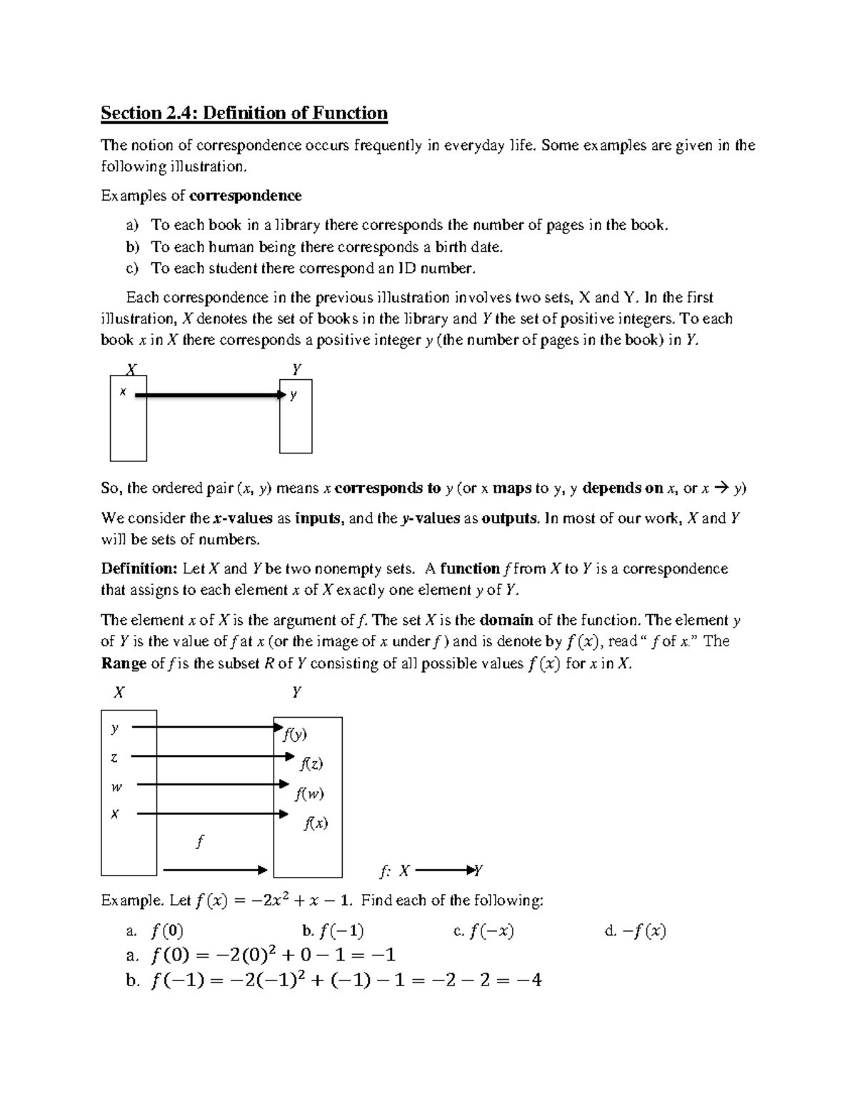 Section 2.4: Function Definitions and Domain Analysis Notes - Studocu