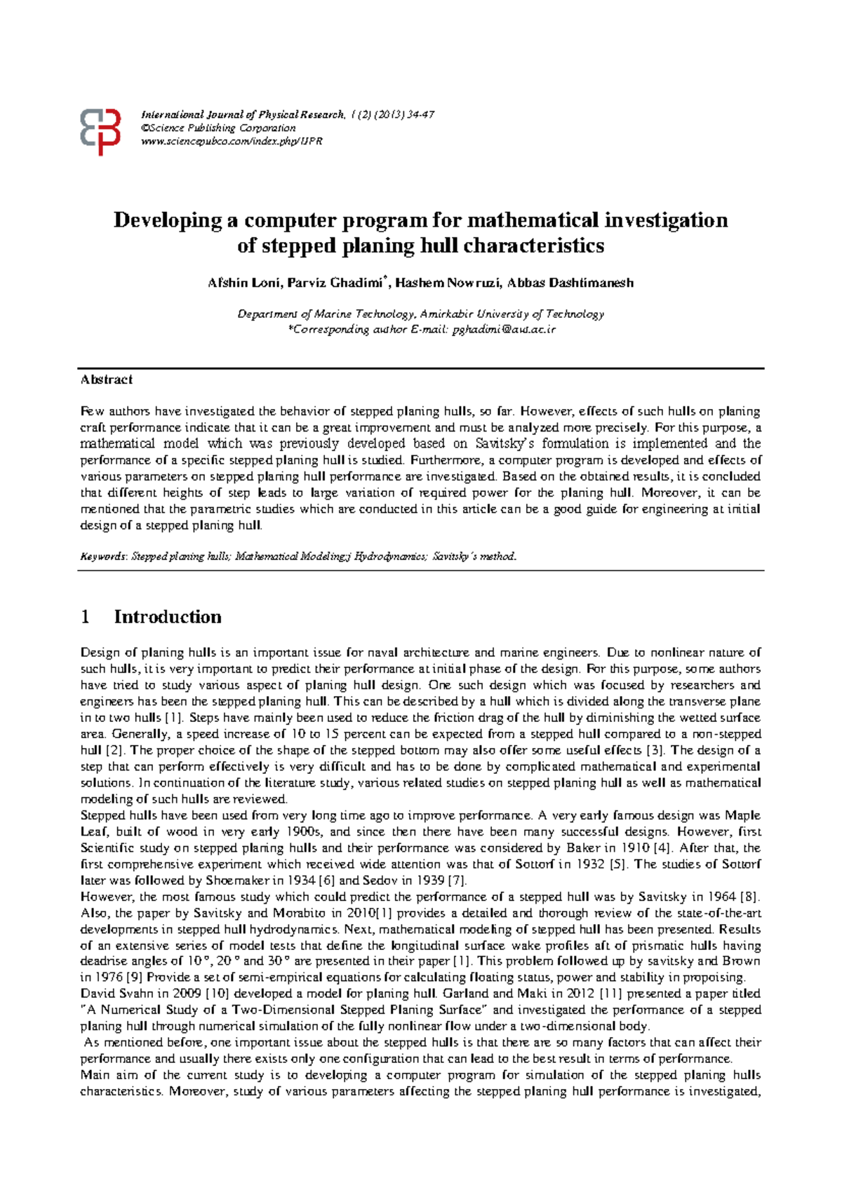 839 3293 1 PB - Computer Program Development for Stepped Planing Hulls ...