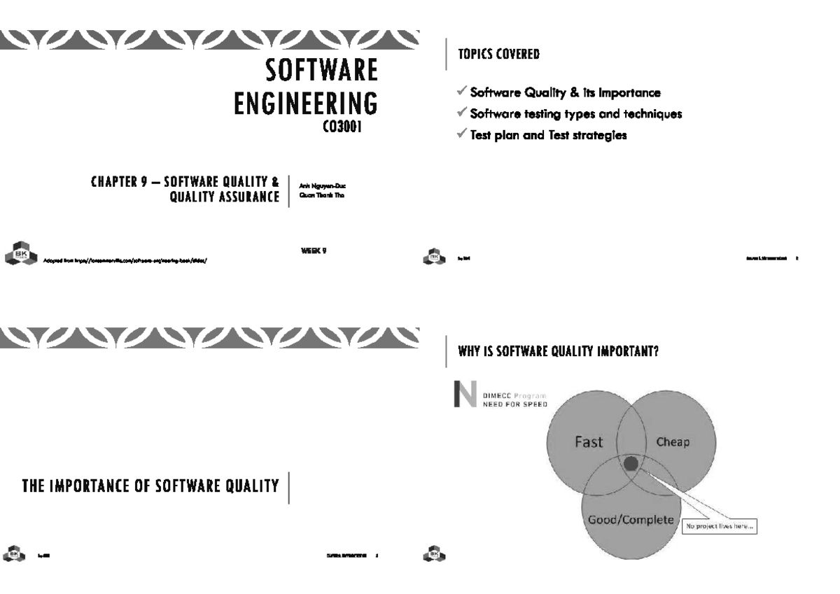 C9 Software Engineering: Quality Assurance & Testing Techniques - Studocu