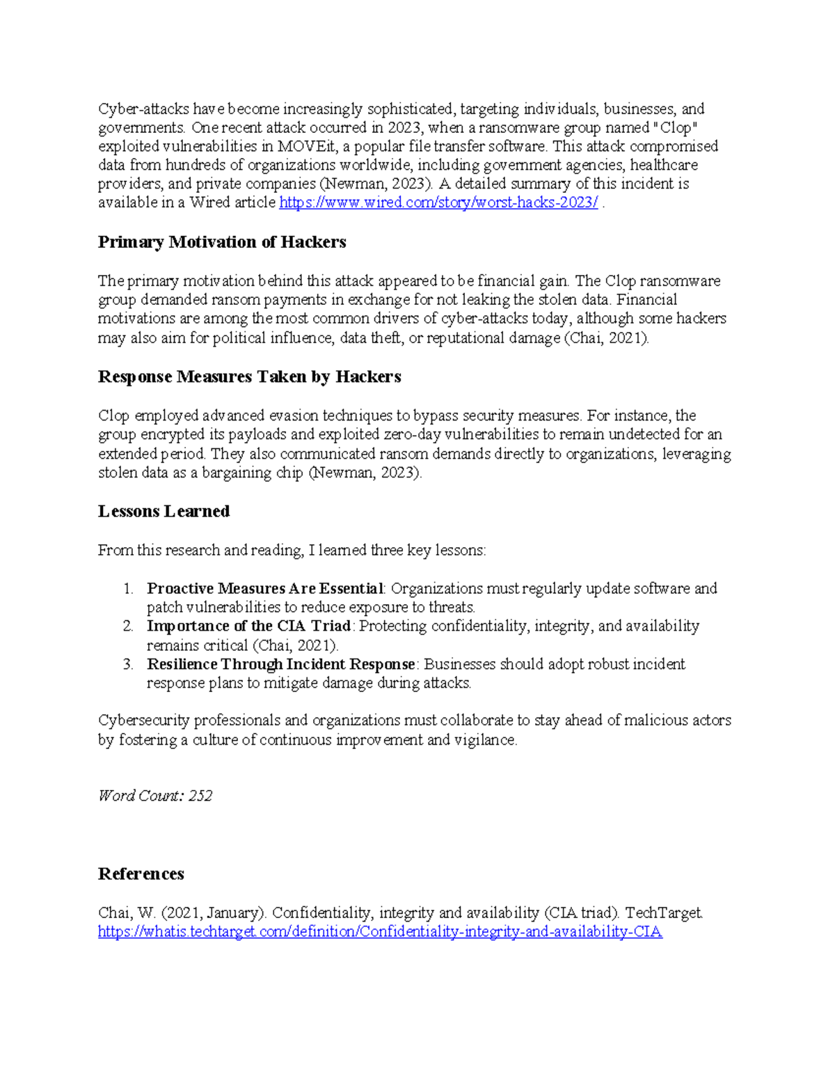 CS 3340 DA 1 - Big Data Discussion Assignment unit 1 - Cyber-attacks ...