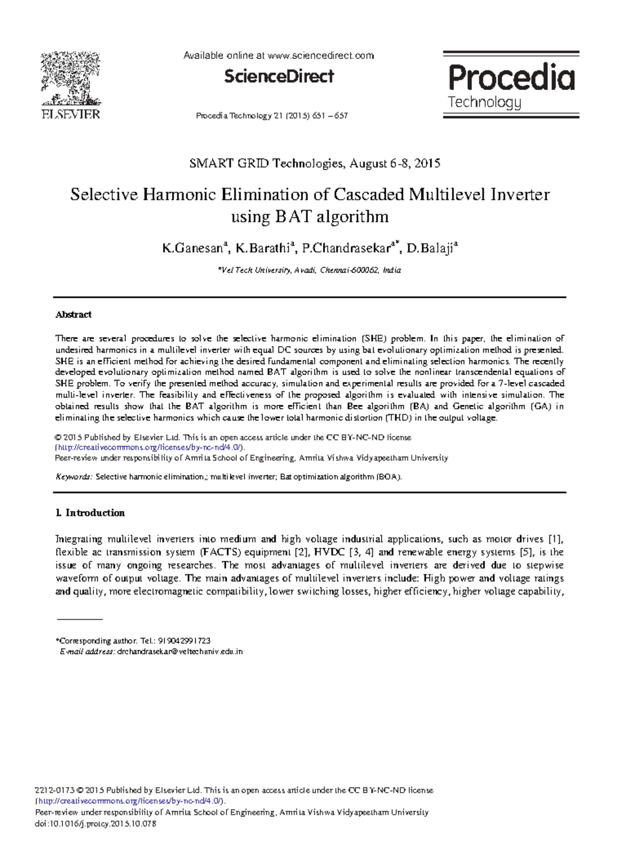 Selective Harmonic Elimination in Cascaded Multilevel Inverters Using ...