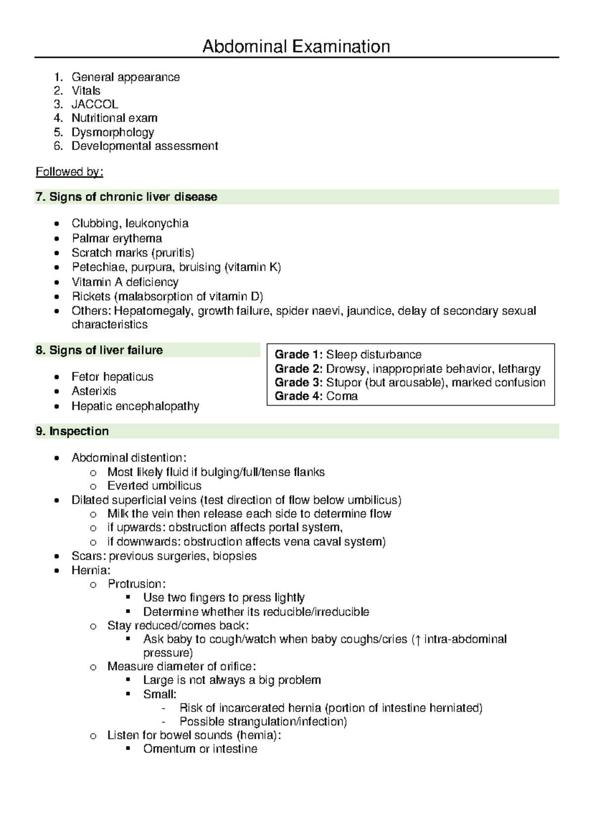 Abdominal Examination Reformatted - Abdominal Examination General ...