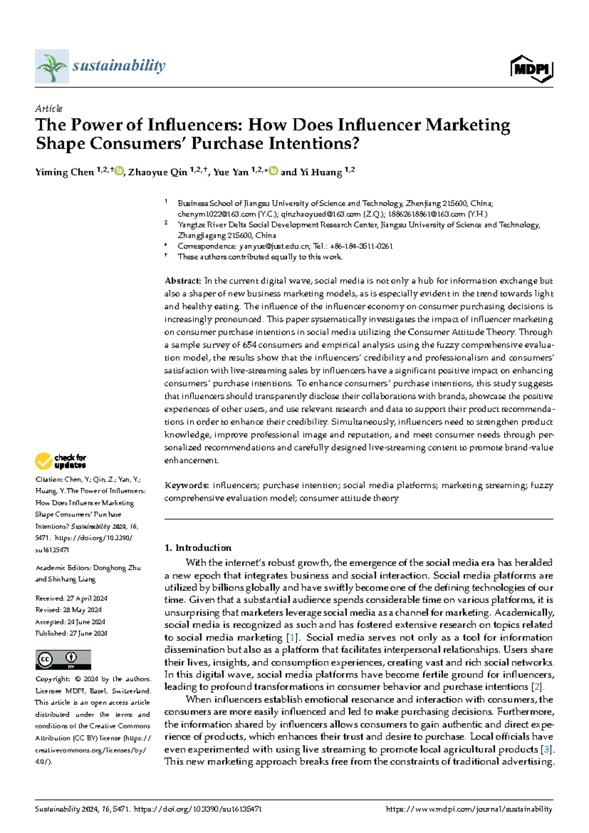 Sustainability 2024: The Impact of Influencer Marketing on Purchase ...
