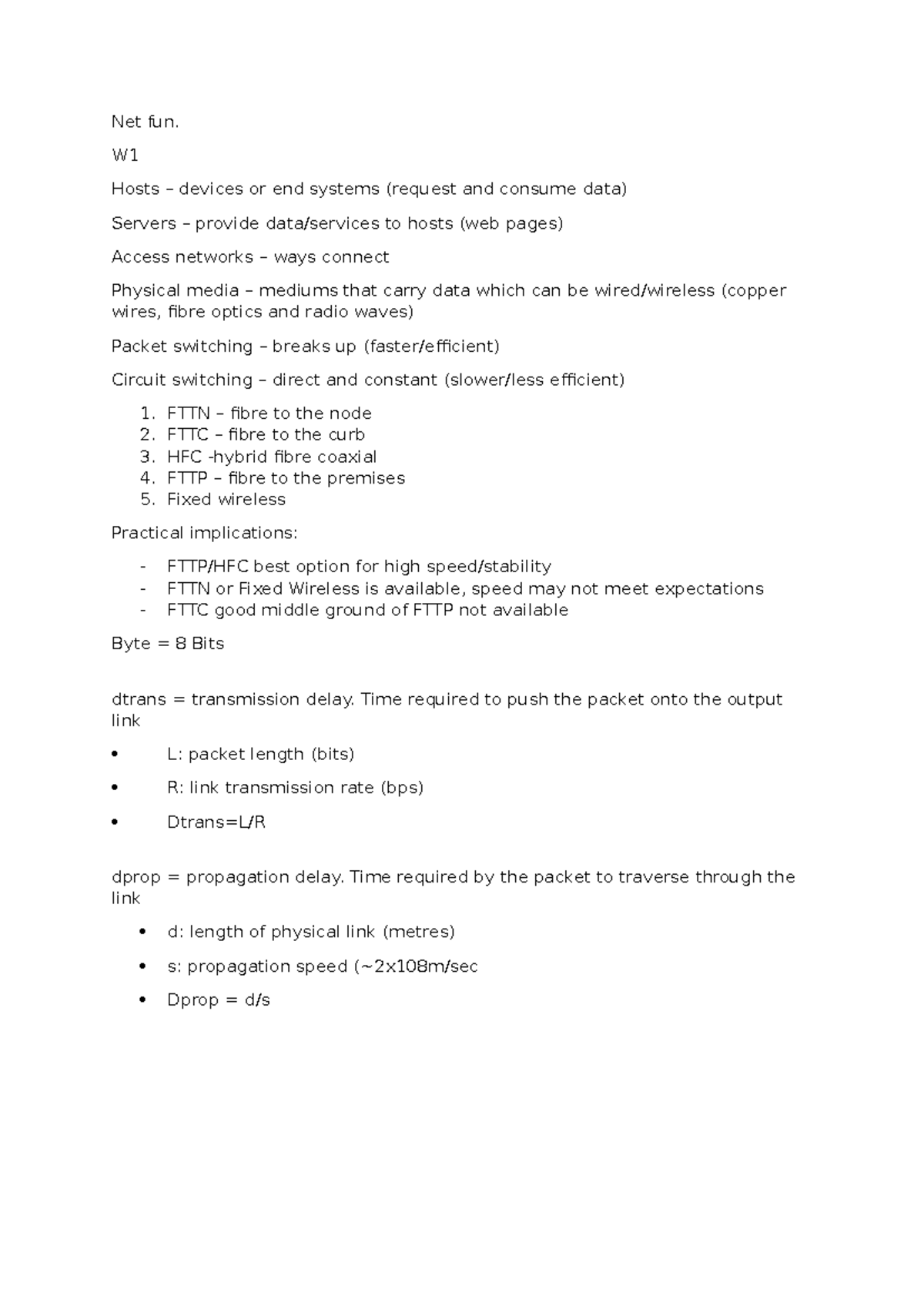 Networking Concepts and Protocols Overview - W1 Notes - Studocu