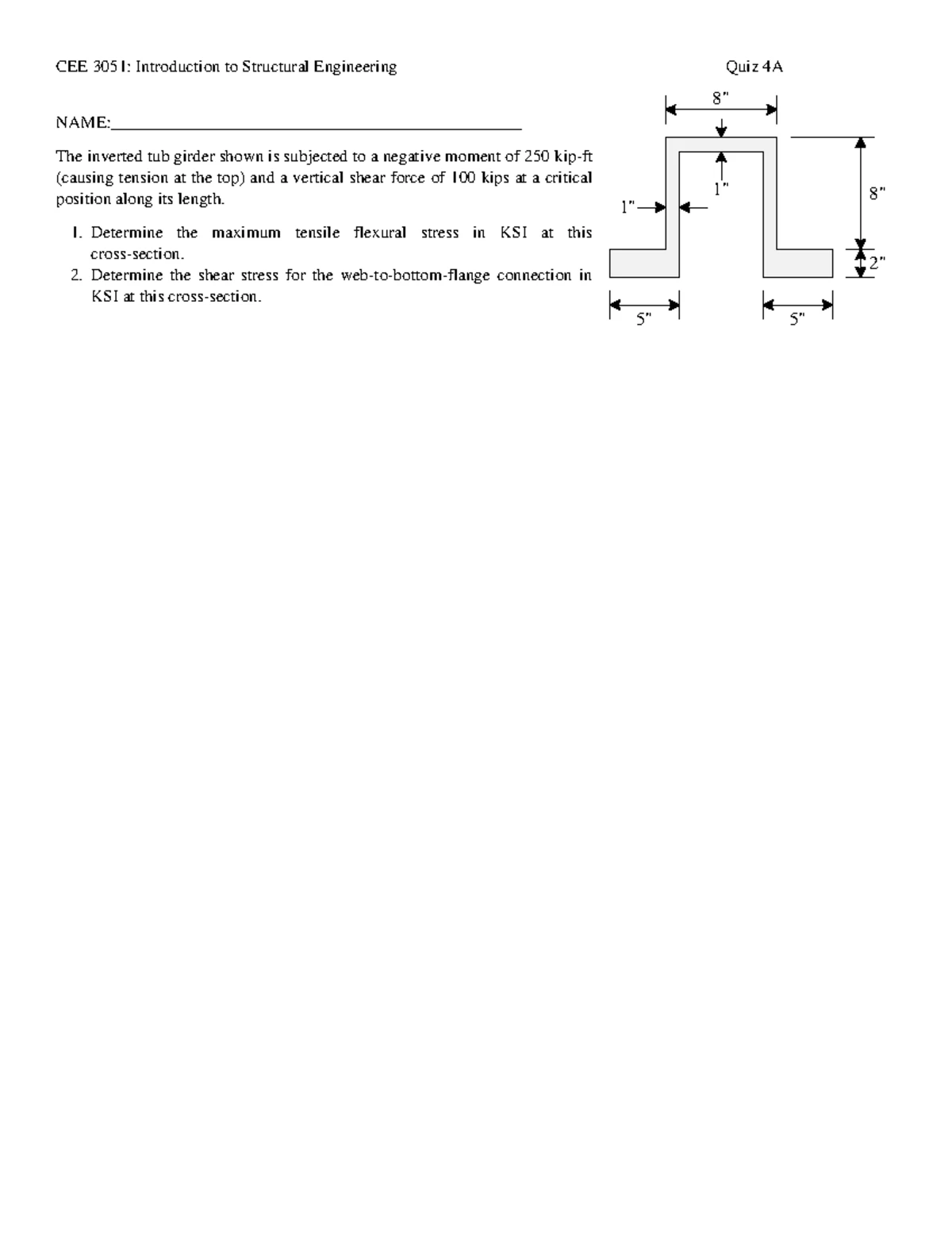 Practice Quiz 1a - Loads and Load Paths - The floor framing plan for a ...