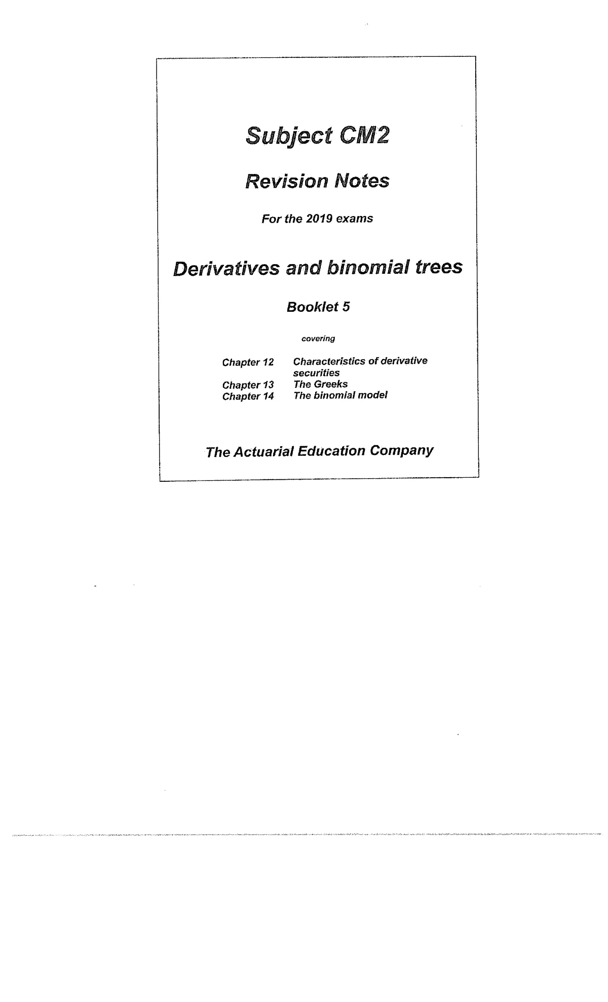 CM2 Revision Notes: Interest Rate & Credit Risk Models (Booklet 7 ...