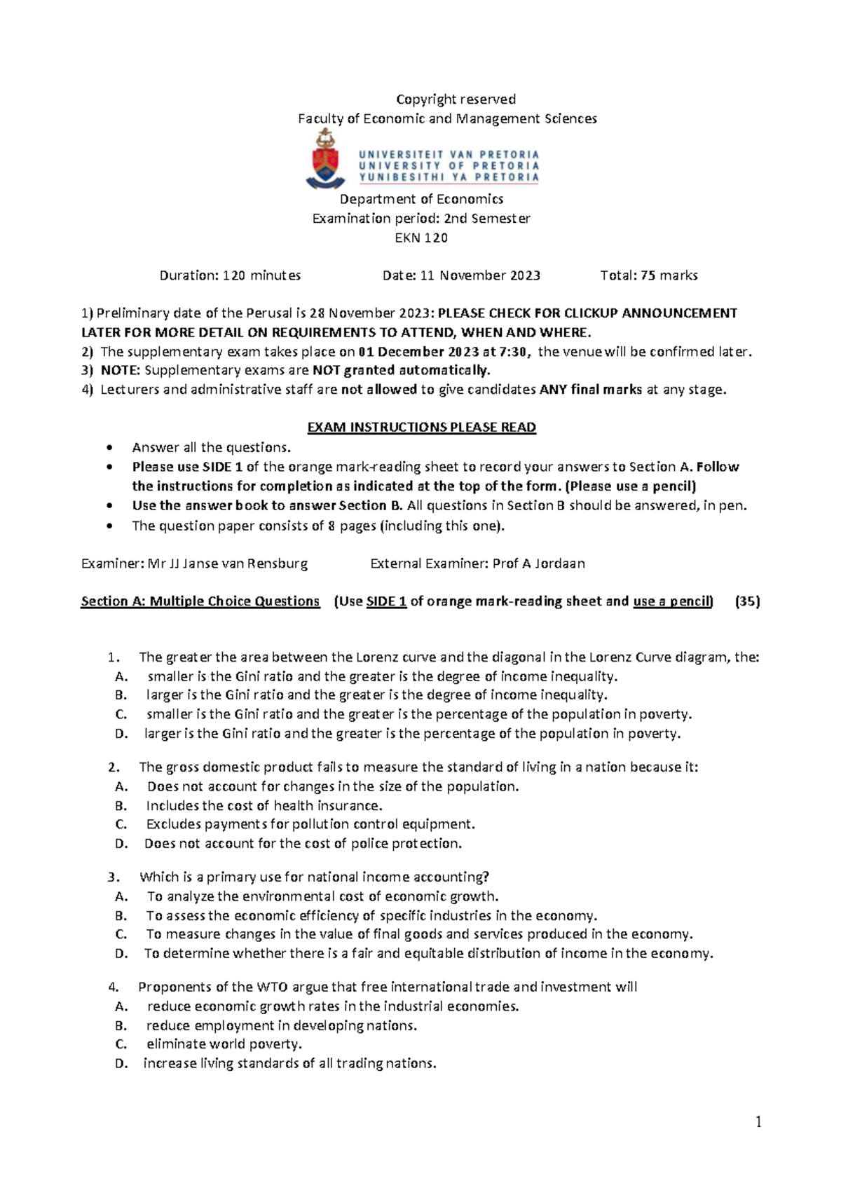 EKN 120 2023 - Comprehensive Exam Guide for EKN 110 - Studocu