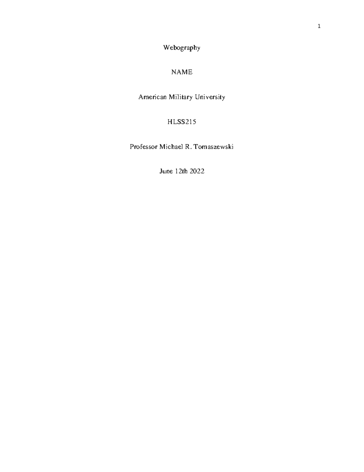 HLSS 215 Webography on WMDs - Assignment by Prof. M. R. Tomaszewski ...