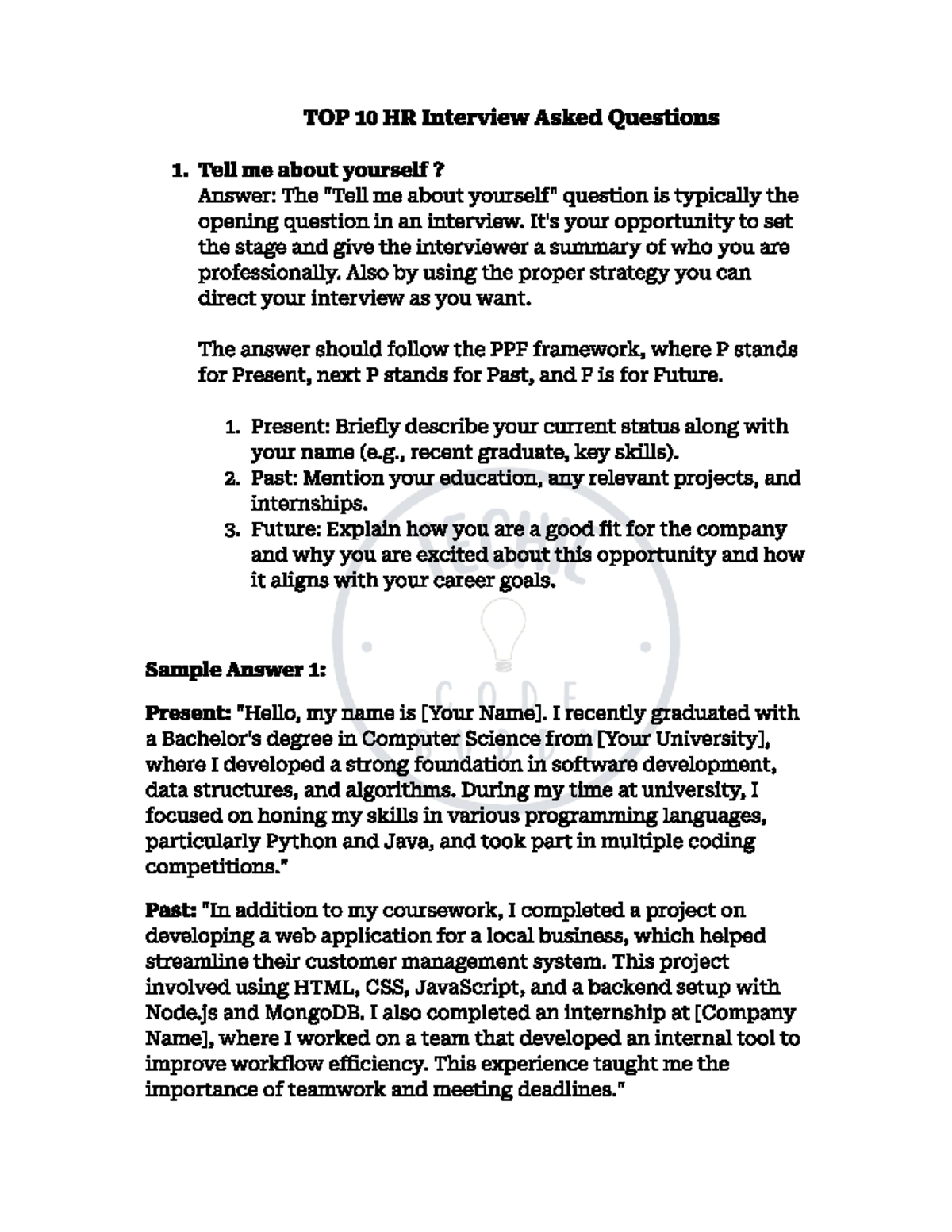 Accenture Interview Prep: Top 10 HR Questions & Sample Answers - Studocu
