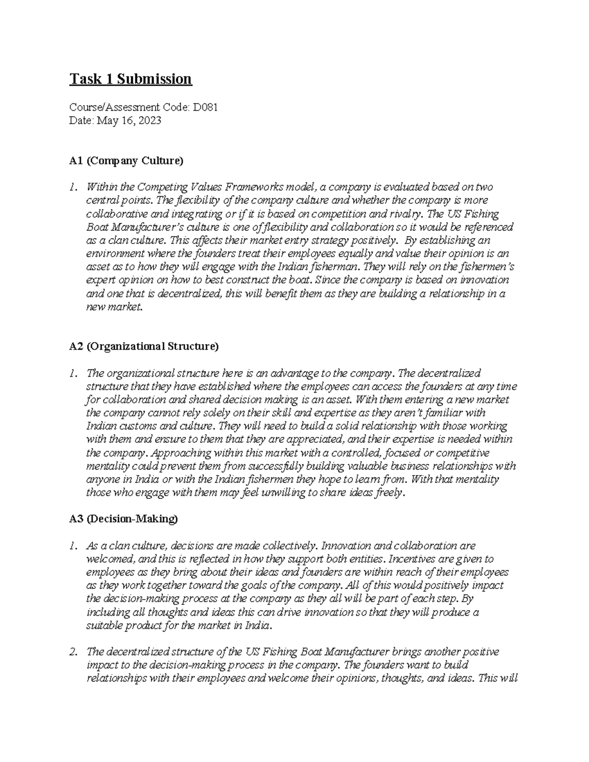 D081-QBM2-Task 1: Analyzing Company Culture & Market Entry Strategies ...