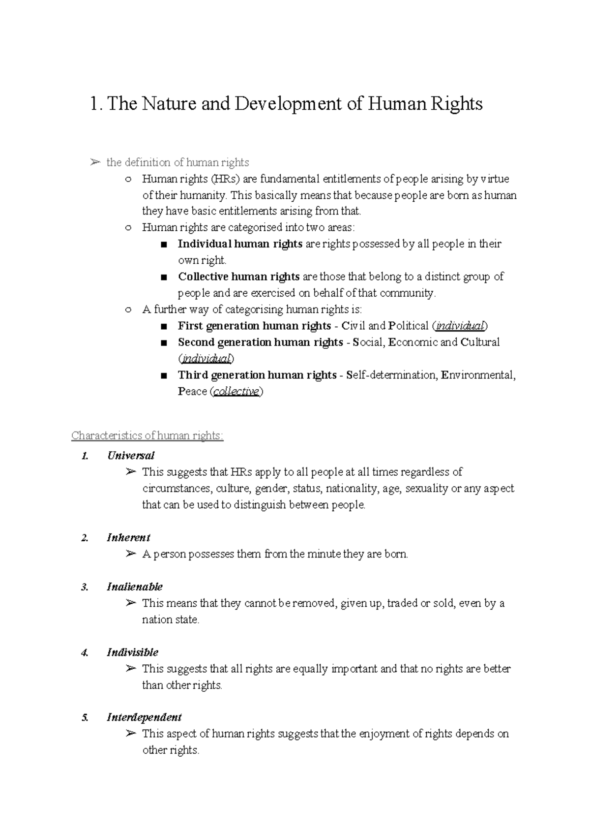 Legal Studies HSC - Comprehensive Human Rights Notes Overview - Studocu