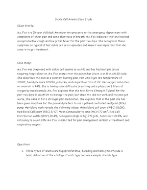 Renal Disease Case Study - 1 WATTS COLLEGE OF NURSING NURS 4200 ...
