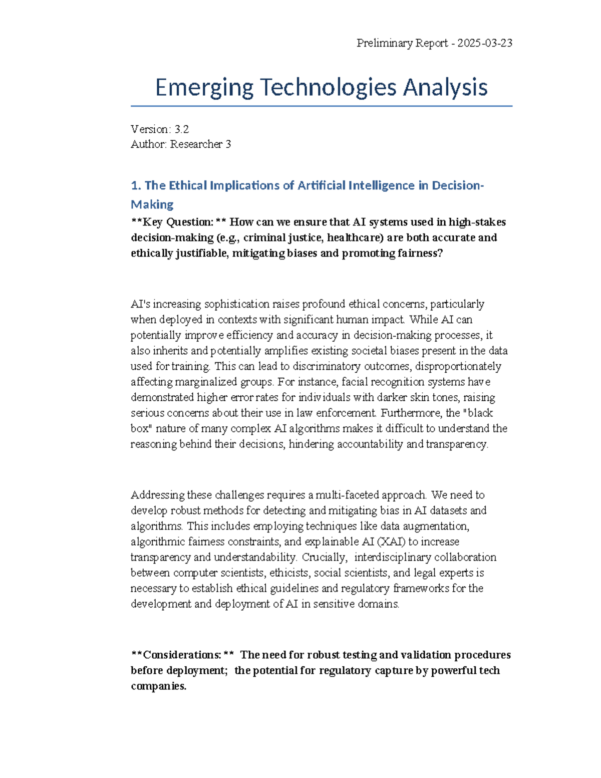 Report 1 emerging technologies industry report - Preliminary Report ...