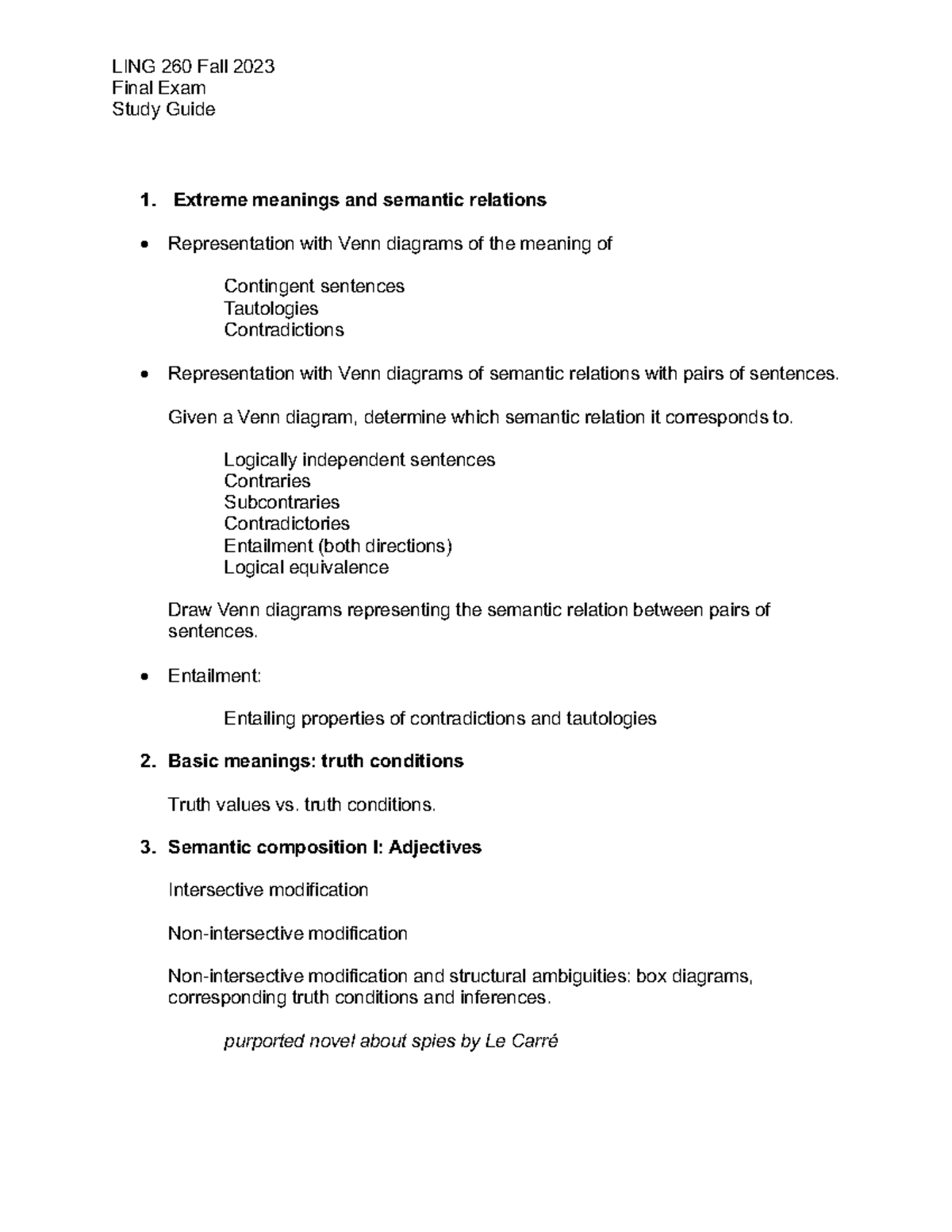 LING 260 Final Exam topics - LING 260 Fall 2023 Final Exam Study Guide ...