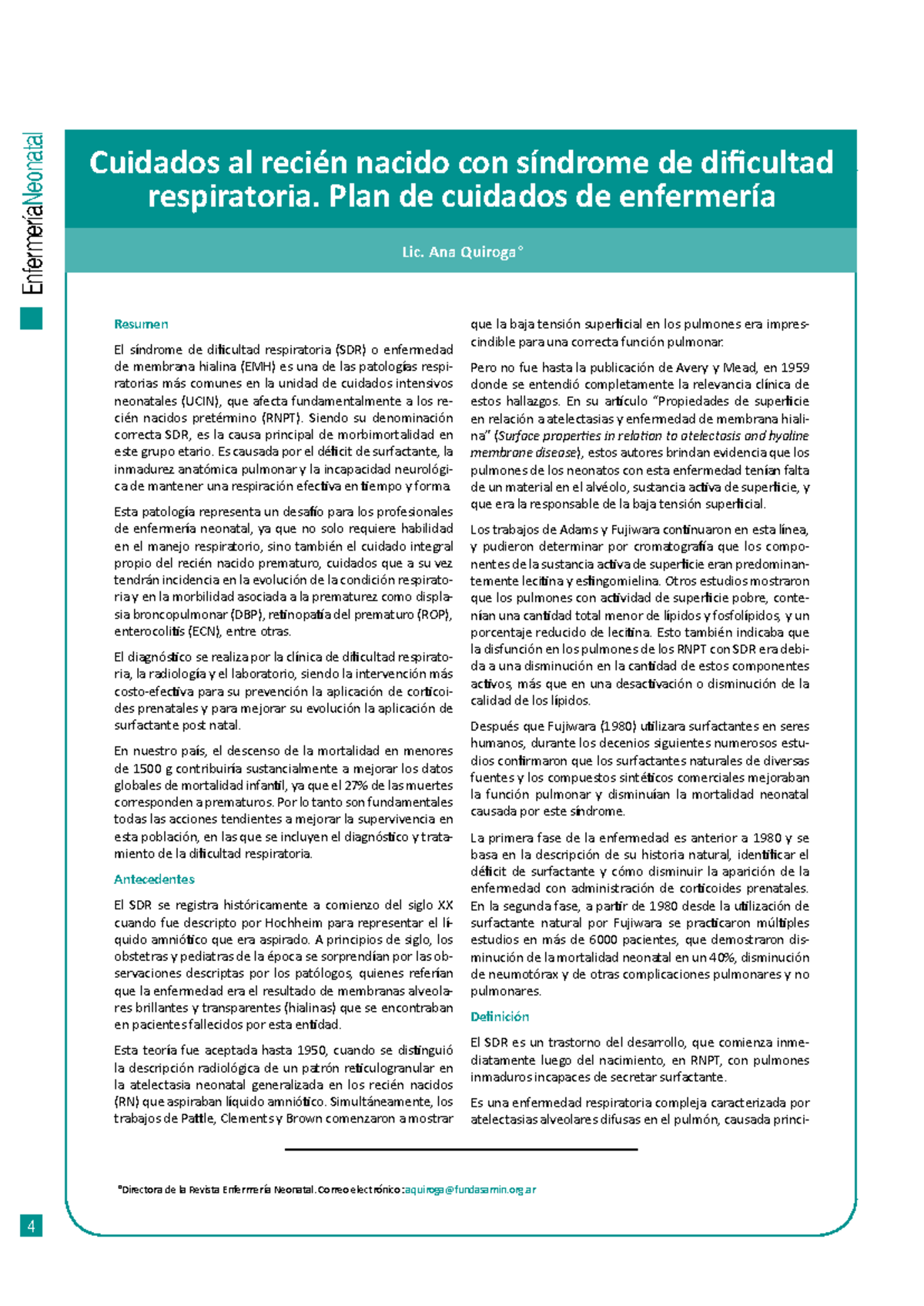 Cuidados de Enfermería Neonatal en SDR: Plan Integral para RNPT - Studocu
