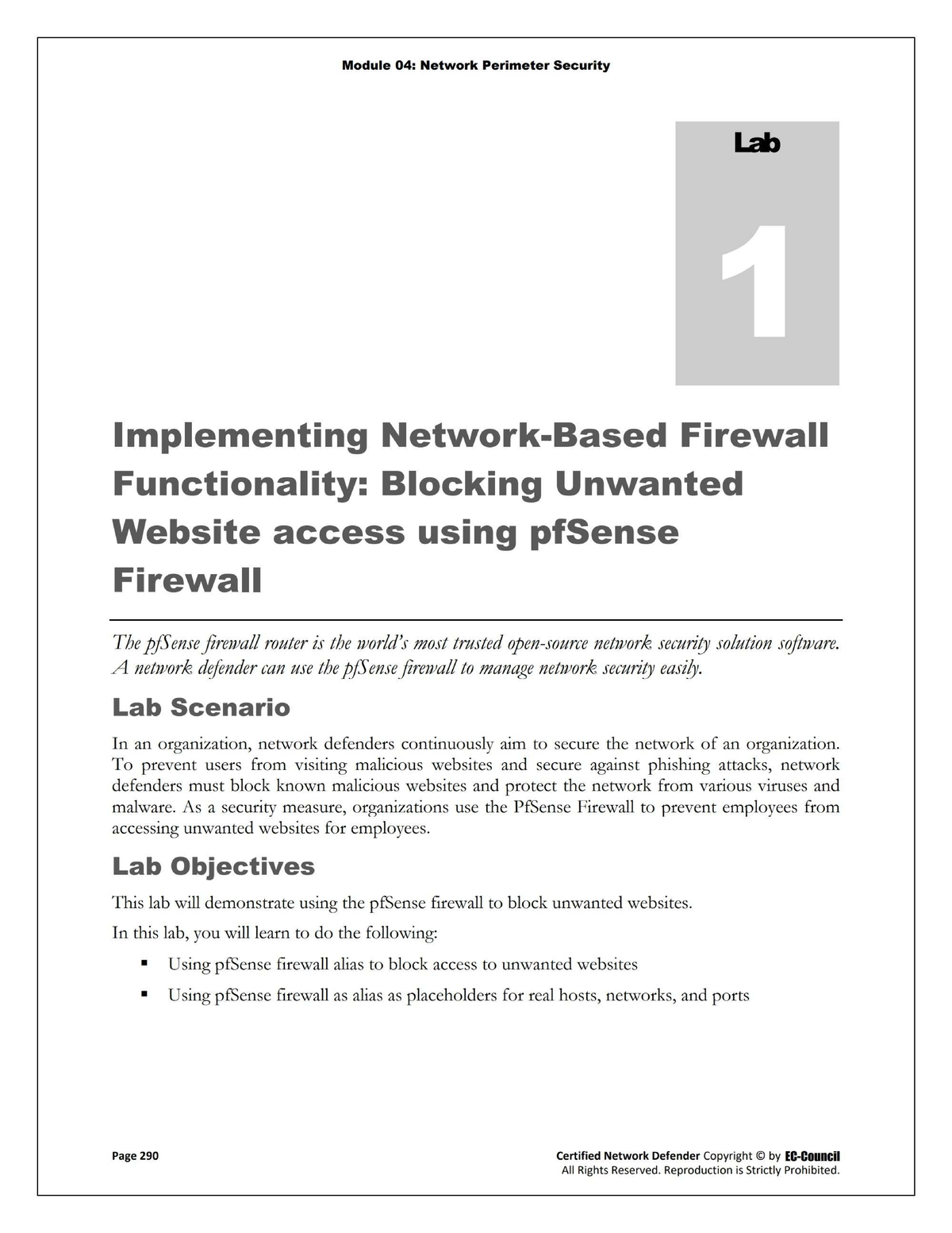 Module 04: Network perimeter security lab on pfSense firewall ...