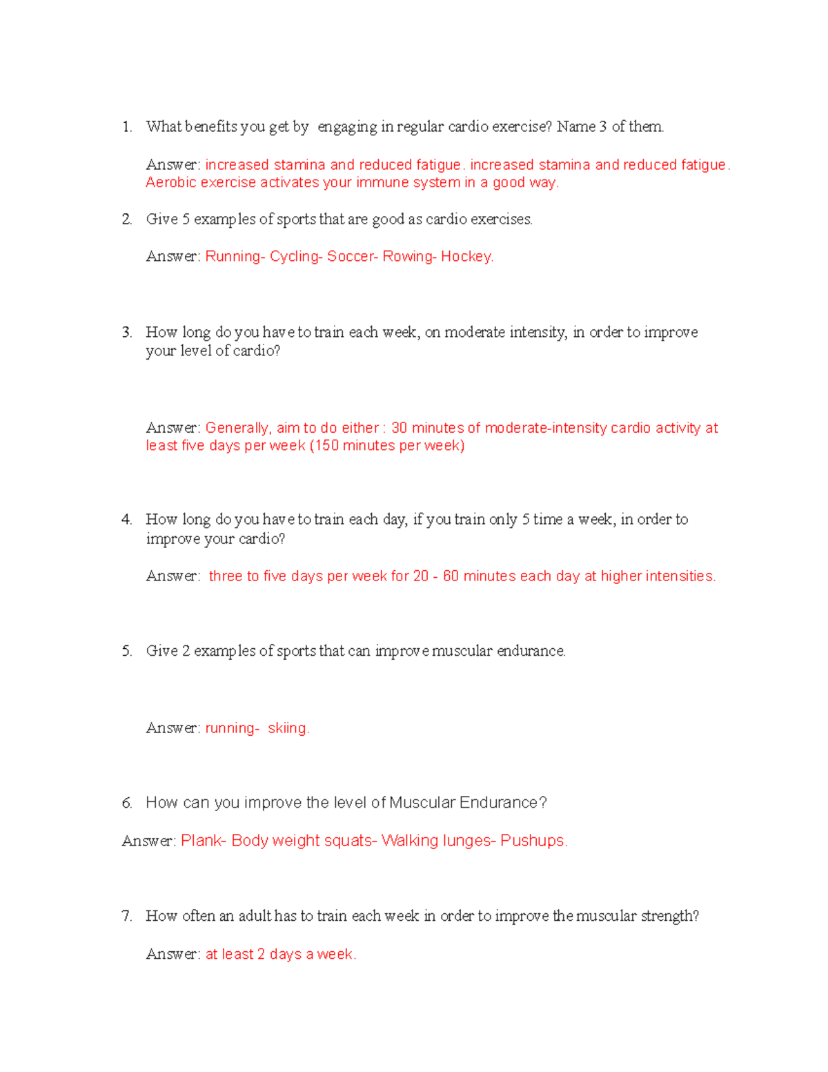 Fitness Components: 10 Key Questions and Answers for Understanding - Studocu