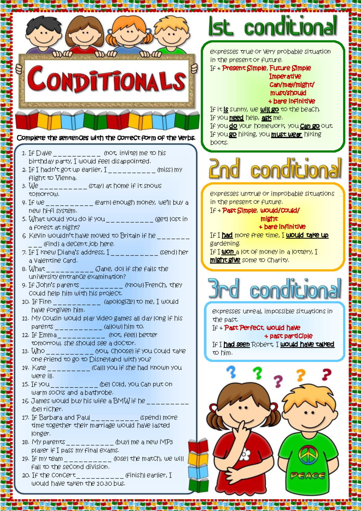 Conditionals Revision: Completing Sentences with Verbs - Studocu