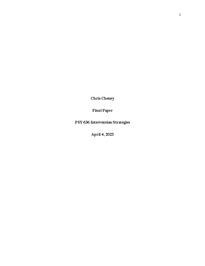 PSY 634 Final Project Milestone Two: Annotated Bibliography on ASD ...