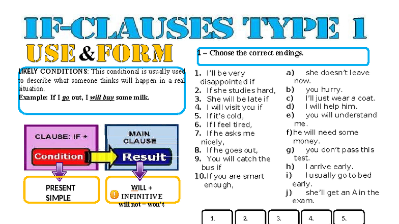 First Conditional Exercises (ENG101) - Studocu