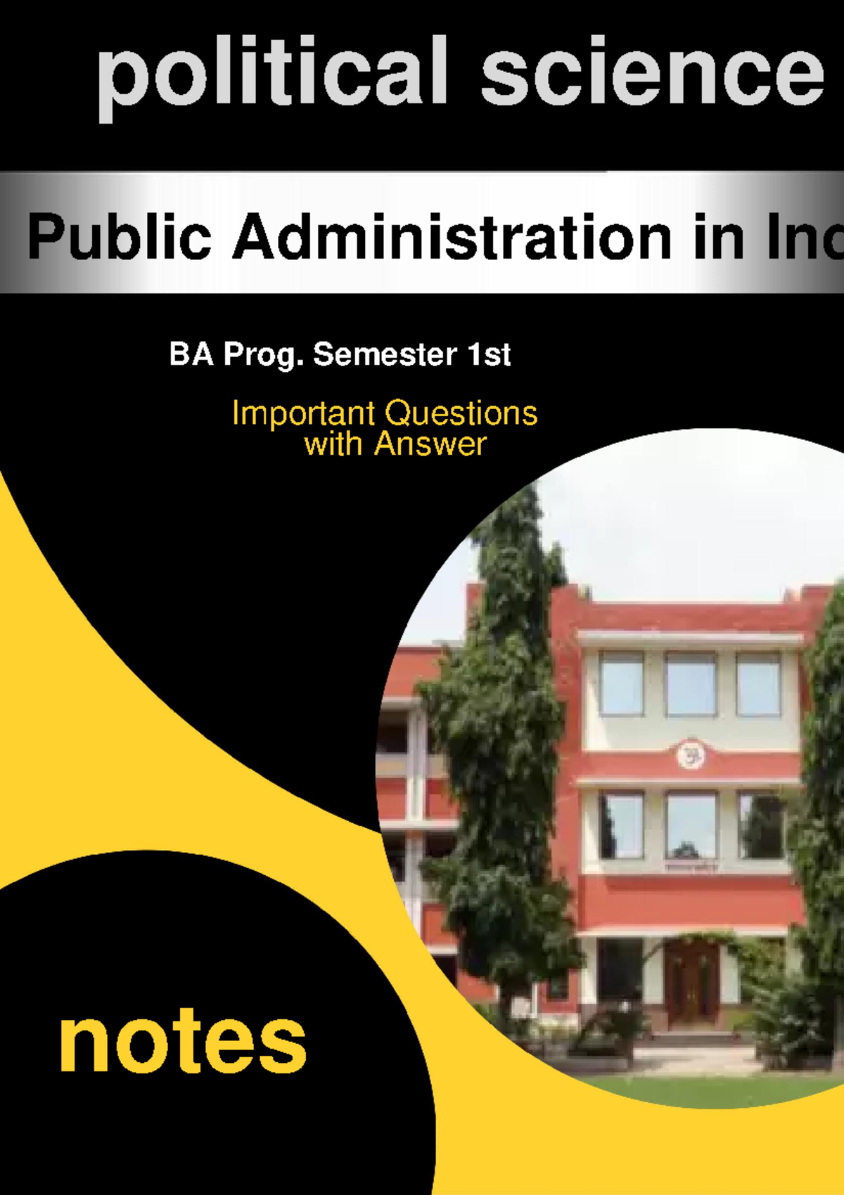 Public Administration in India - Important Notes for BA PS Sem 1 - Studocu